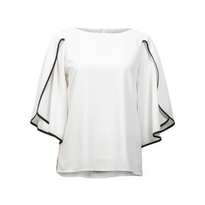 Joseph Ribkoff Georgette White Blouse with Black Edging